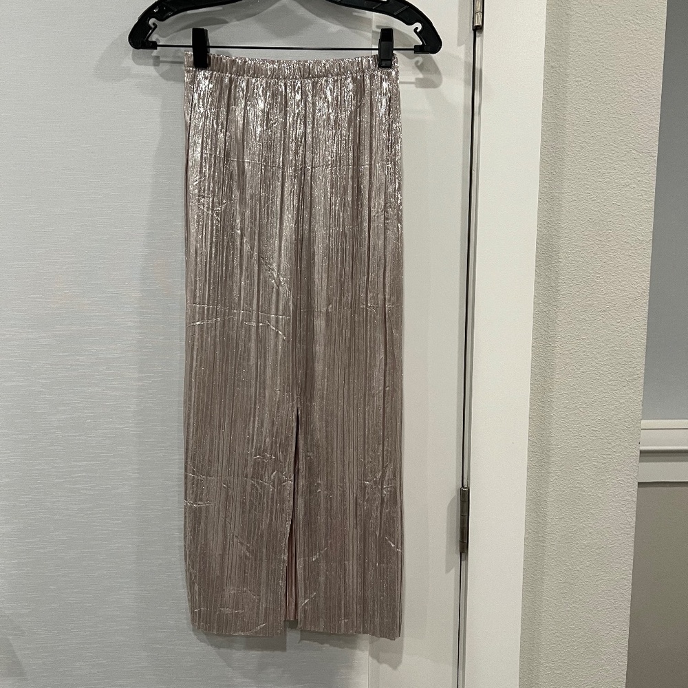 H&M Rose Gold Midi Skirt with Slit
